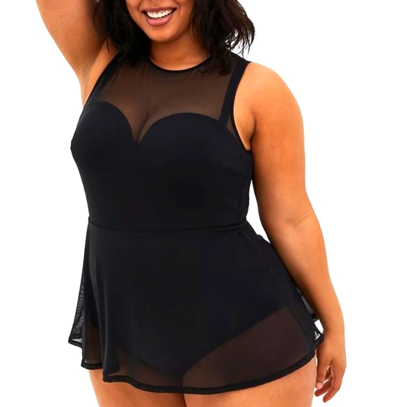 torrid Other - ❤️NWT TORRID SWIM DRESS UNDERWIRE MESH OVERLAY SWIM DRESS WITH BRIEF - 3X D/DD